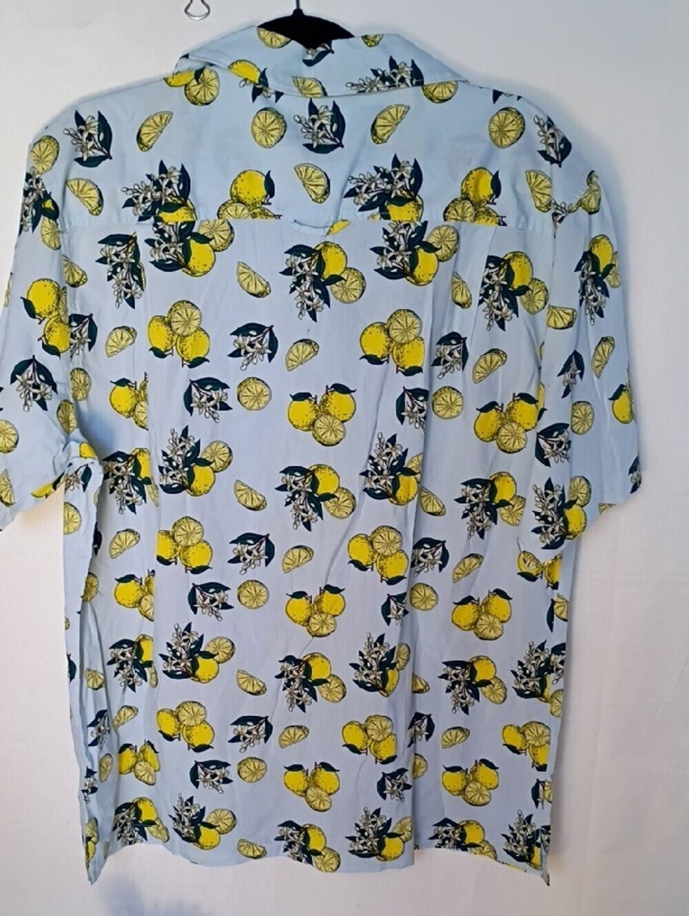 Hurley Men's Light Blue Short-Sleeve Lemon Print Button-Down Shirt Size L - Picture 8 of 9